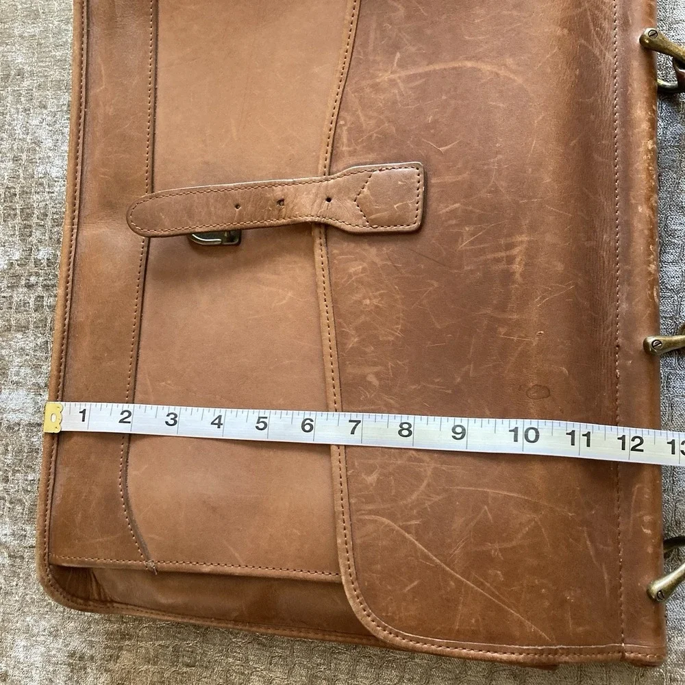 Vtg LL Bean Brown Leather Briefcase Attaché Organizer 17